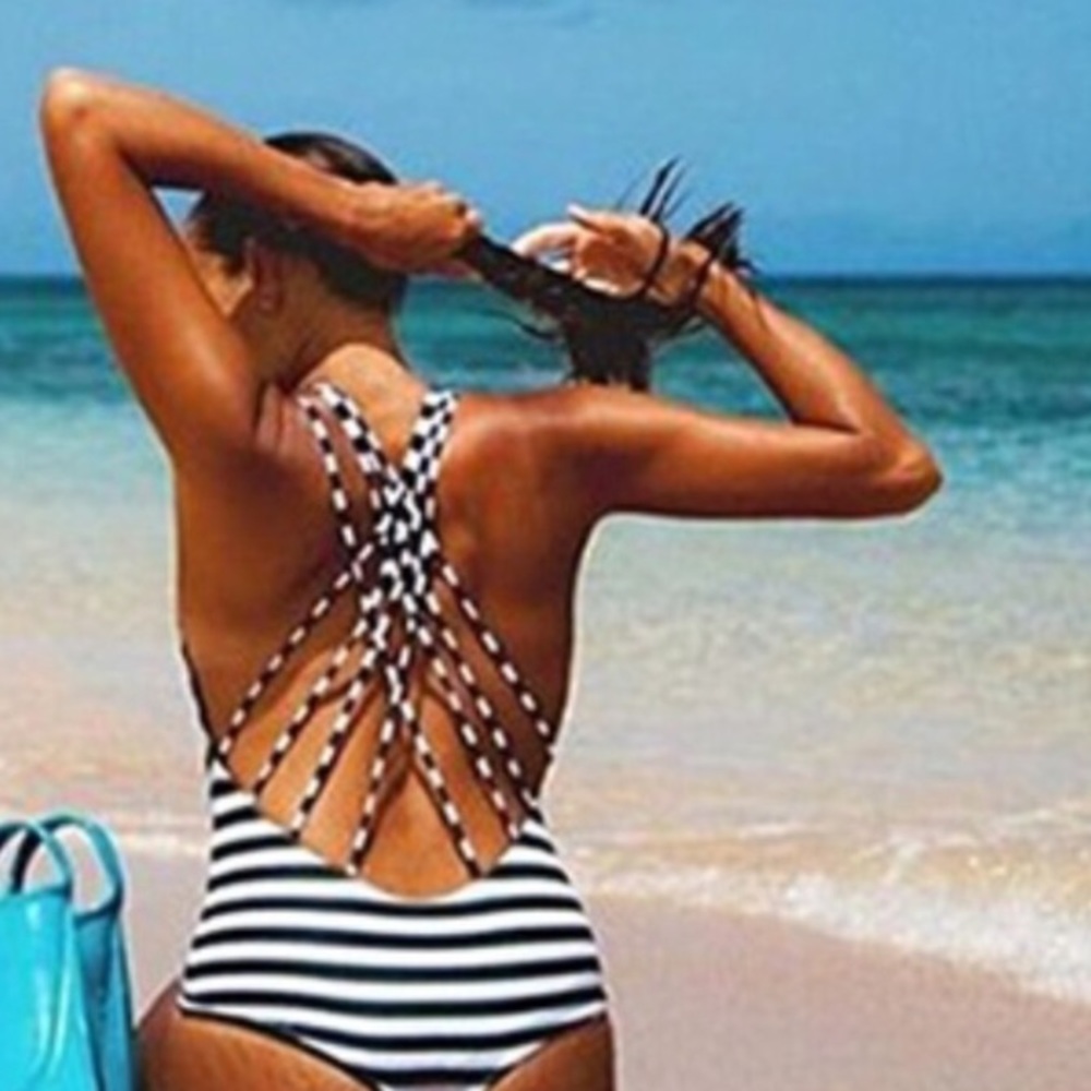 Striped Black & White One Piece